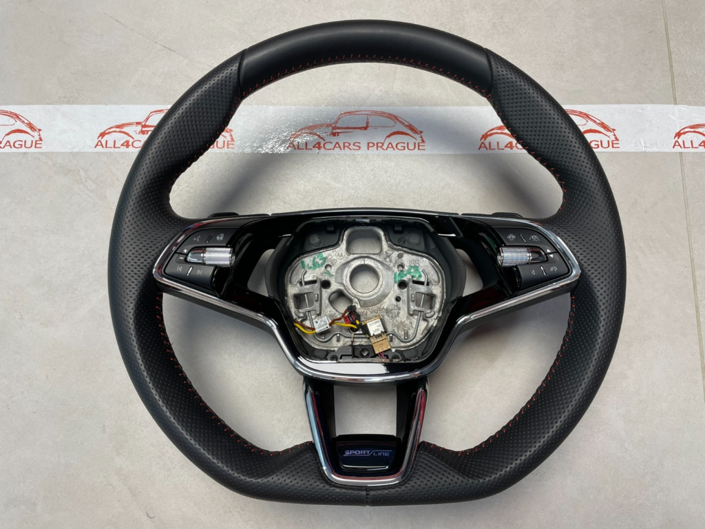 Skoda Octavia IV NX Heated Sports Multifunction Steering Wheel Black OEM 5E3419093BB