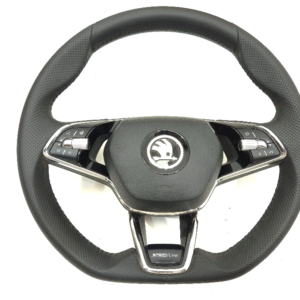 Skoda Sports Multifunction Steering Wheel Black OEM 5E3419093AMVKJ