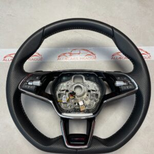 Skoda Octavia IV NX Heated Sports Multifunction Steering Wheel Black / Tellur grey OEM 5E3419093BBVKL