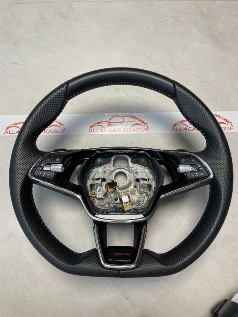Skoda Octavia IV NX Heated Sports Multifunction Steering Wheel Black / Tellur grey OEM 5E3419093BBVKL