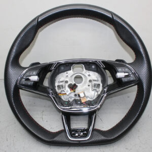 Skoda Octavia IV NX Heated Multifunction Steering Wheel Black with red stitching OEM 5E3419093BPVKK